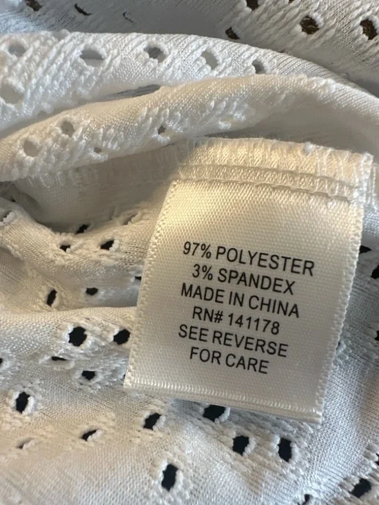 KIRIOUS Los Angeles Eyelet Smocked Peplum Blouse | Size L - Picture 5 of 6